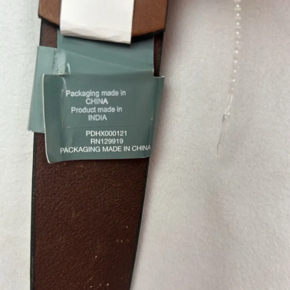 Mens Genuine Leather Belt Brown Tan Rustic Metal Buckle Size Medium New